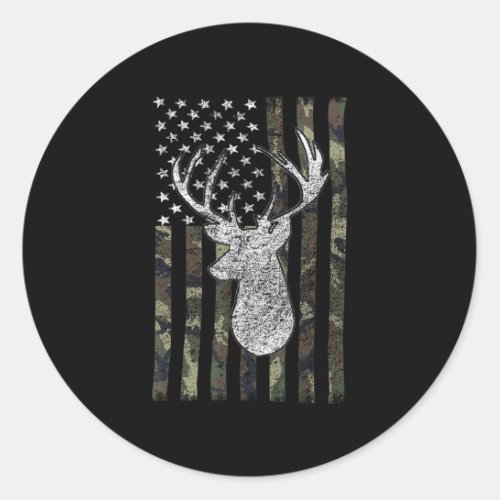 Whitetail Buck Deer Hunting American Camouflage US Classic Round Sticker