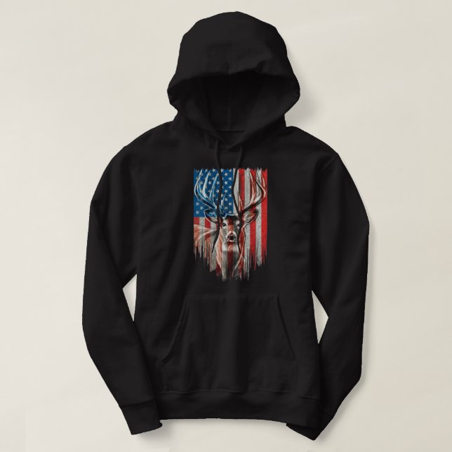 Whitetail Buck Deer Hunting American Camouflage US Hoodie (Design Front)