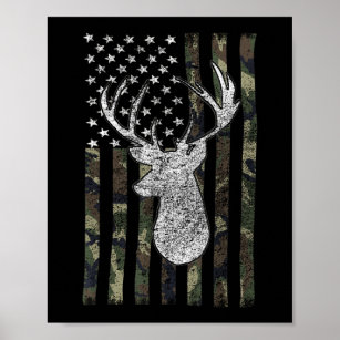 Whitetail Buck Deer Hunting American Camouflage US Poster