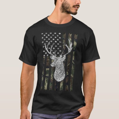Whitetail Buck Deer Hunting American Camouflage US T_Shirt