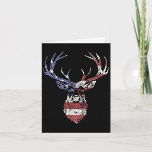 Whitetail Buck Deer Hunting American Usa Flag Card