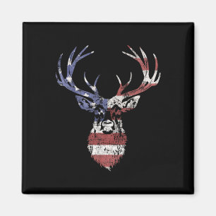 Whitetail Buck Deer Hunting American Usa Flag Magnet