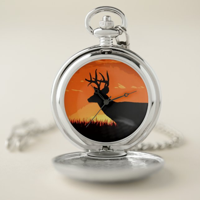 Whitetail Buck Deer Hunting  Pocket Watch (Inside)