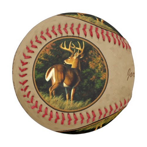 Whitetail Buck Deer Hunting Tan Baseball