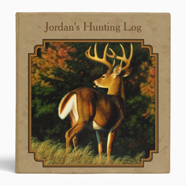 Whitetail Buck Deer Hunting Tan Binder (Front)