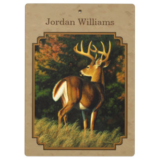 Whitetail Buck Deer Hunting Tan Clipboard