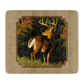 Whitetail Buck Deer Hunting Tan Cutting Board