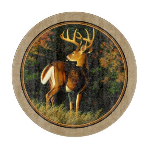 Whitetail Buck Deer Hunting Tan Cutting Board