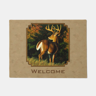 Whitetail Buck Deer Hunting Tan Doormat