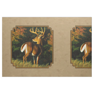 Whitetail Buck Deer Hunting Tan Fabric