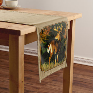 Whitetail Buck Deer Hunting Tan Medium Table Runner