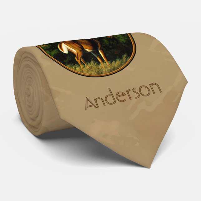 Whitetail Buck Deer Hunting Tan Tie (Rolled)