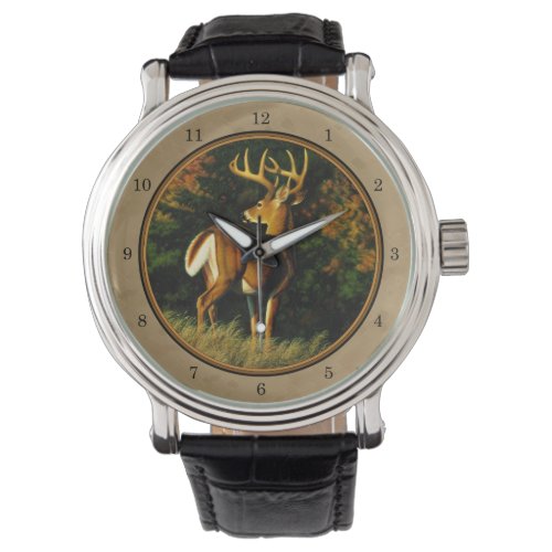 Whitetail Buck Deer Hunting Tan Watch