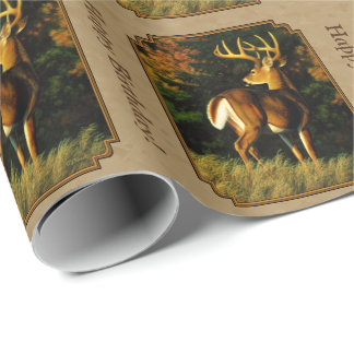 Whitetail Buck Deer Hunting Tan Wrapping Paper