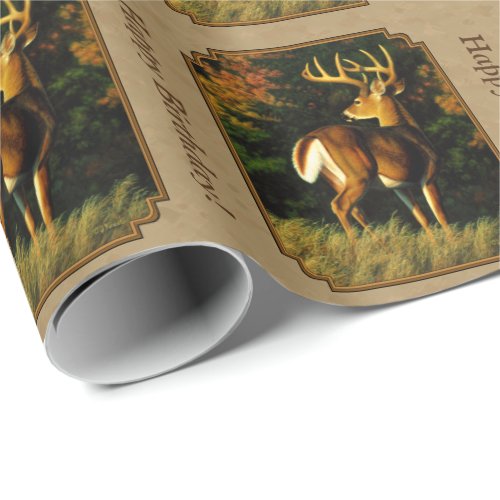 Whitetail Buck Deer Hunting Tan Wrapping Paper
