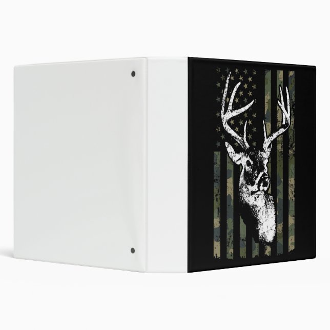 Whitetail Buck Deer Hunting USA Camouflage America 3 Ring Binder (Background)