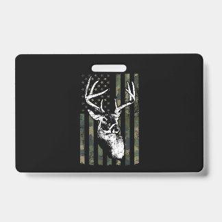 Whitetail Buck Deer Hunting USA Camouflage America Badge