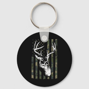 Whitetail Buck Deer Hunting USA Camouflage America Keychain
