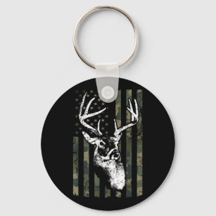 Whitetail Buck Deer Hunting USA Camouflage America Keychain