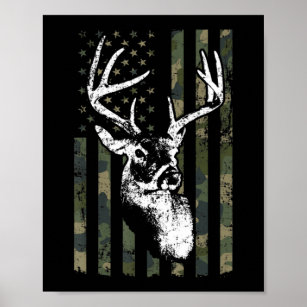 Whitetail Buck Deer Hunting USA Camouflage America Poster