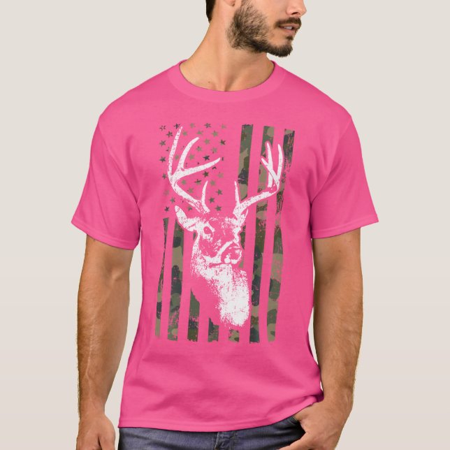 Whitetail Buck Deer Hunting Usa Camouflage America T-Shirt (Front)