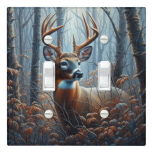 Whitetail Buck Deer in Forest Light Switch Cover