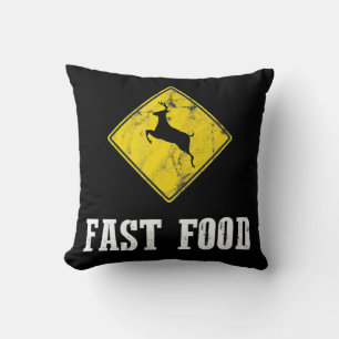 Whitetail Buck Fun Deer Hunting Season Fast Food H Throw Pillow