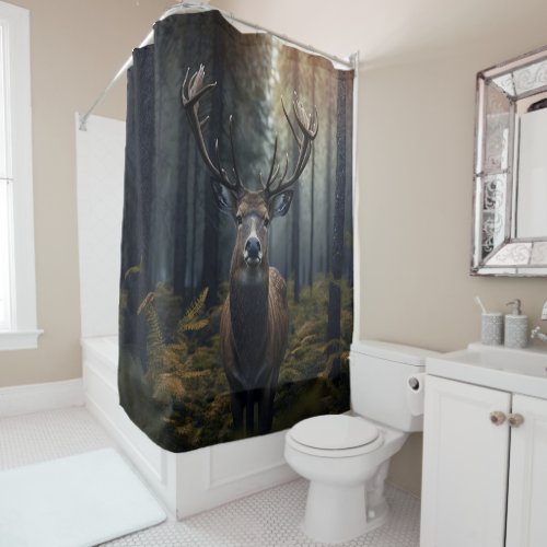 Whitetail Buck In The Forest Shower Curtain