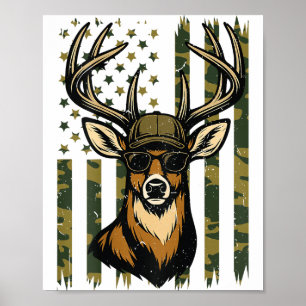 Whitetail Buck Youth Boy Deer Hunting Camo America Poster