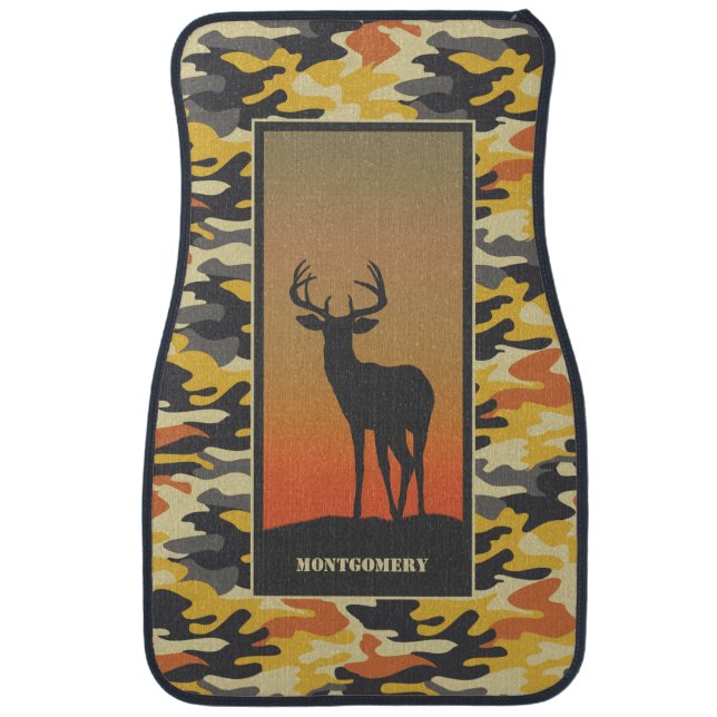 Whitetail Deer and Camo Car Floor Mat (Front)