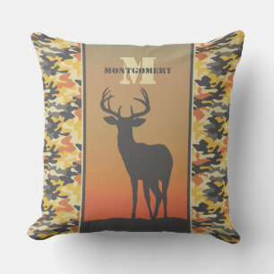 Whitetail Deer and Camo Outdoor Pillow