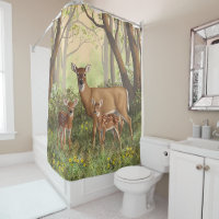 Fishing And Deer Hunting American Flag Shower Curtain