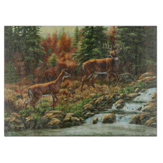 Whitetail Deer and Waterfall Cutting Board