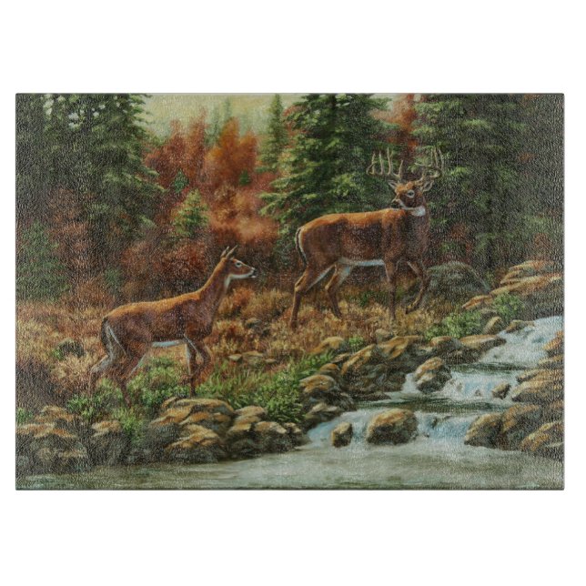 Whitetail Deer and Waterfall Cutting Board (Front)