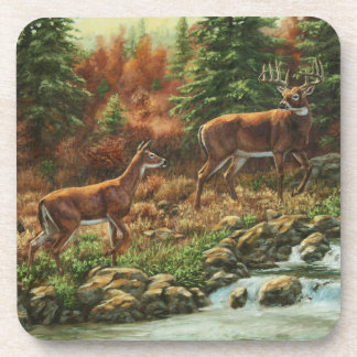 Whitetail Deer and Waterfall Drink Coaster