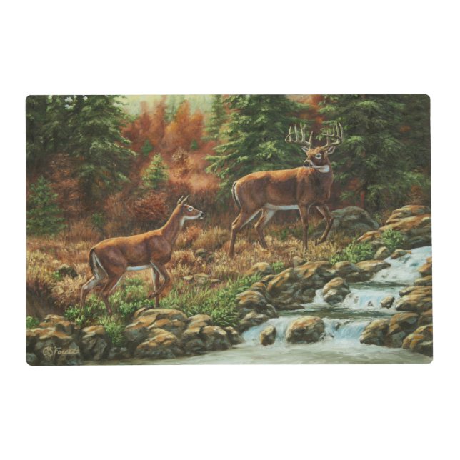 Whitetail Deer and Waterfall Placemat (Front)