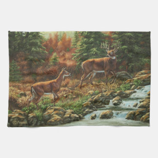 Whitetail Deer and Waterfall Towel