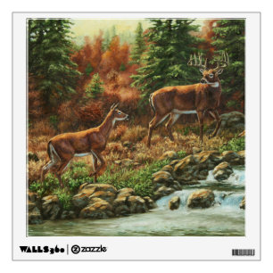 Whitetail Deer and Waterfall Wall Sticker