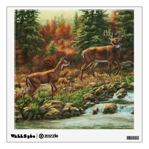 Whitetail Deer and Waterfall Wall Sticker