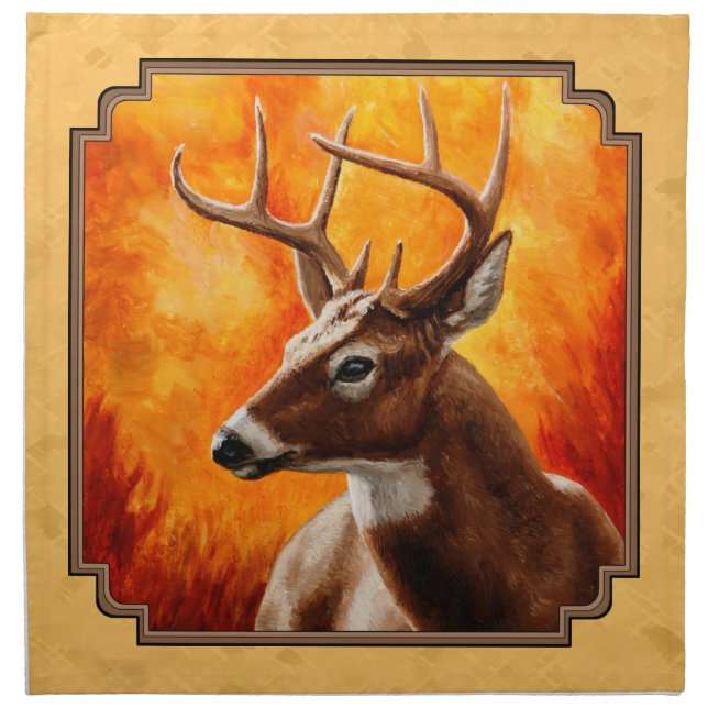 Whitetail Deer Autumn Gold Napkin (Front)