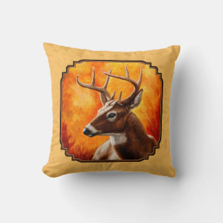 Whitetail Deer Autumn Gold Throw Pillow