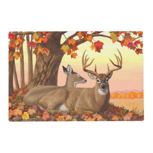 Whitetail Deer Autumn Maple Tree Placemat