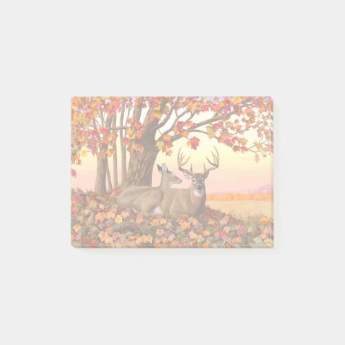 Whitetail Deer Autumn Maple Tree Post_it Notes