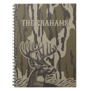 Whitetail Deer Bottomland Camo Deer Custom Name Notebook