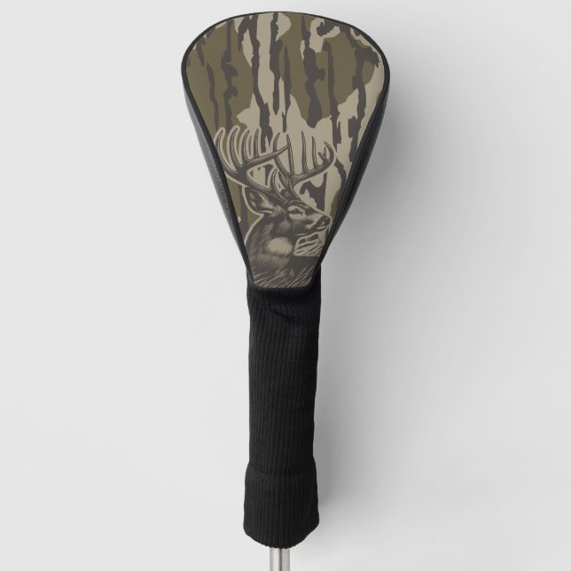 Whitetail Deer Bottomland Camo Deer Hunting Camo Golf Head Cover (Front)