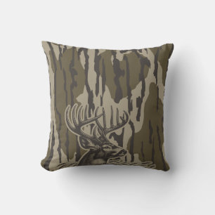 Whitetail Deer Bottomland Camo Deer Hunting Camo Throw Pillow