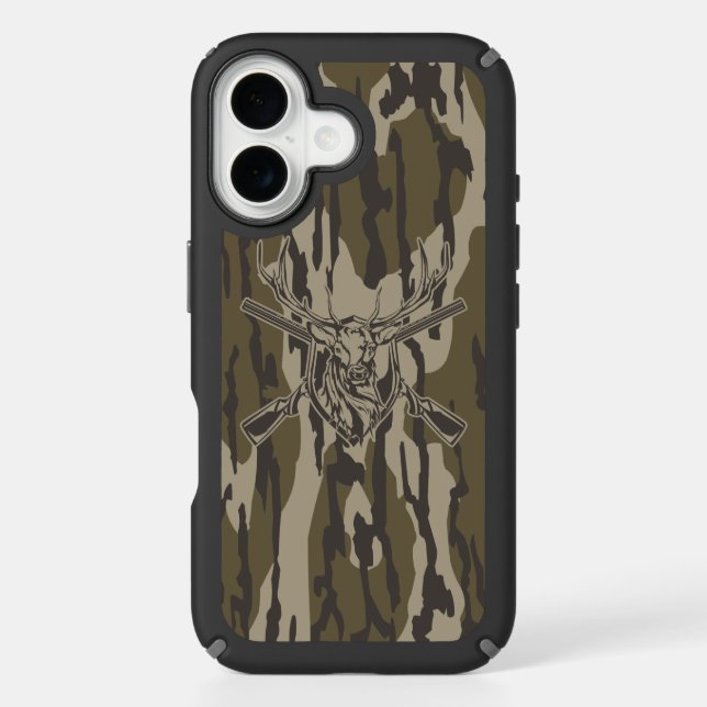 Whitetail Deer Bottomland Camo Hunting Rifle Botto Speck iPhone Case (Front)