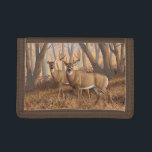 Whitetail Deer Buck & Doe Autumn Maple Woods Trifold Wallet<br><div class="desc">A pair of whitetail deer in the forest in autumn.</div>