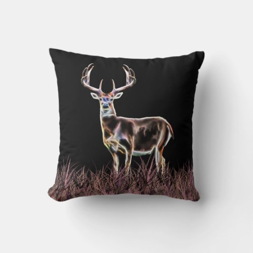 Whitetail Deer Buck Stag Rustic Light Flare Throw Pillow