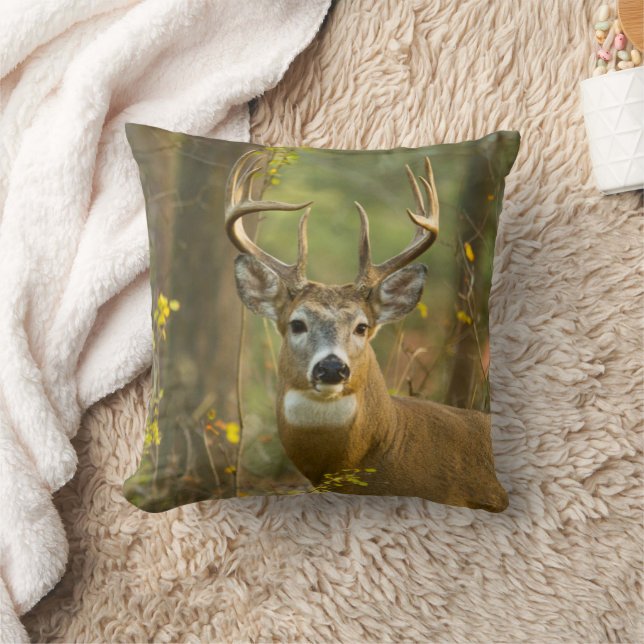 Whitetail Deer Buck | Whitefish, Montana Throw Pillow (Blanket)